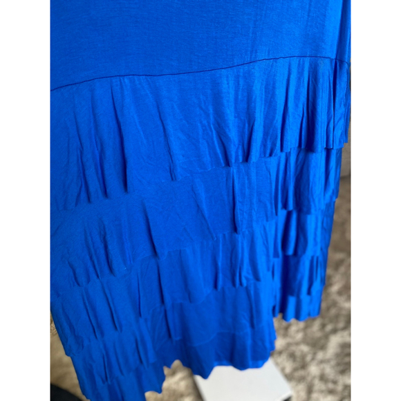 Avenue Tiered Ruffle Tank Dress Royal Blue Sleeveless Wedding Event Summer Party - Picture 4 of 7